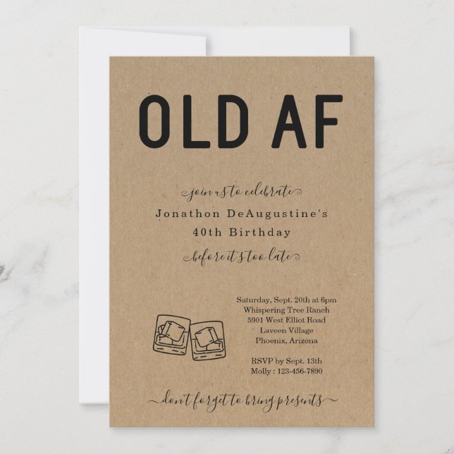 Funny Adult OLD AF Birthday Invitation (Front)