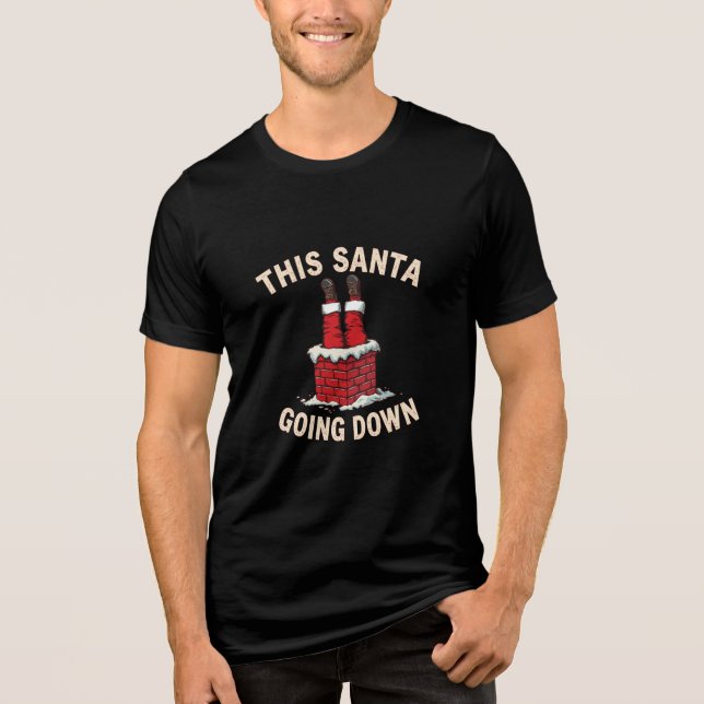 Funny Adult Santa Loves Going Down Christmas Humor Tri-Blend Shirt (Front)