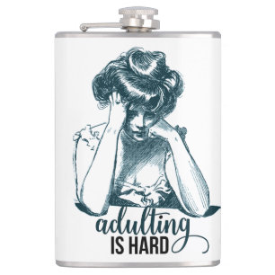 Funny Adulting is Hard Vintage Gibson Girl Flask