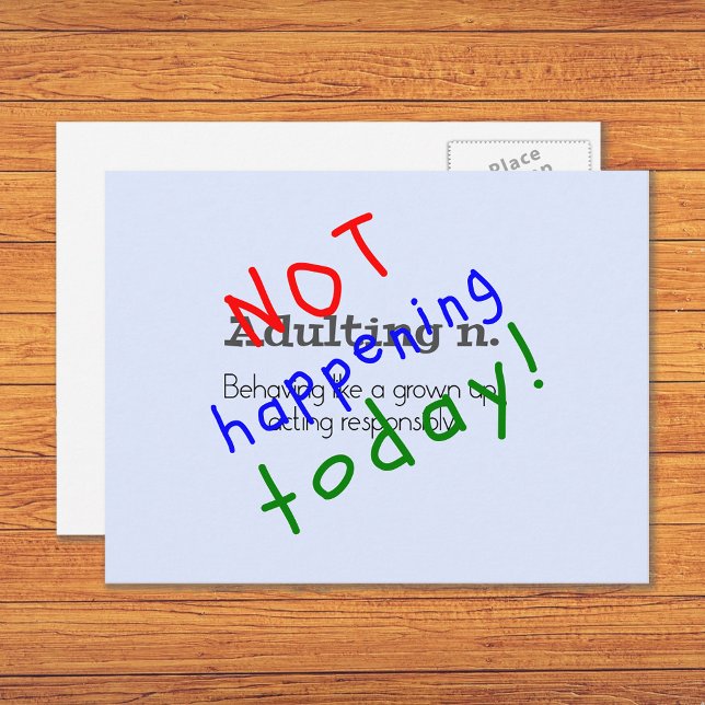 Funny adulting quote not today postcard (Creator Uploaded)