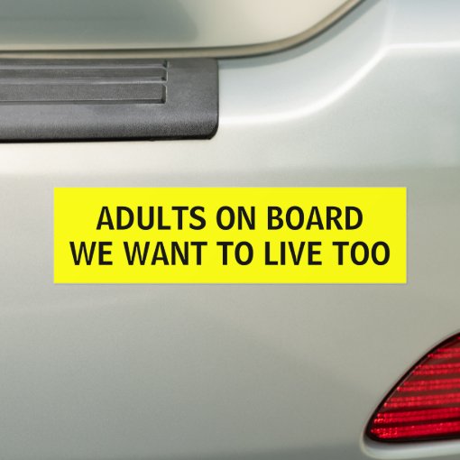 Funny adults on board bumper sticker | Zazzle