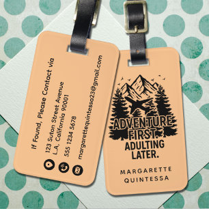 Funny Adventure Quote Airplane Travel Humor Orange Luggage Tag