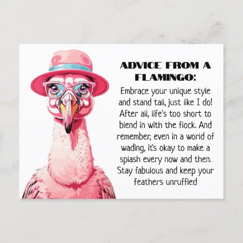 Funny Advice from A Flamingo Postcard