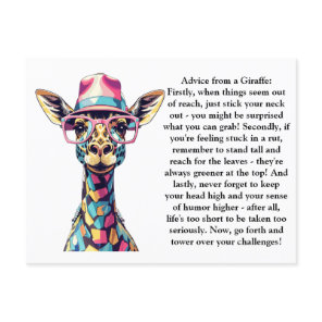 Funny Advice From A Giraffe Postcard