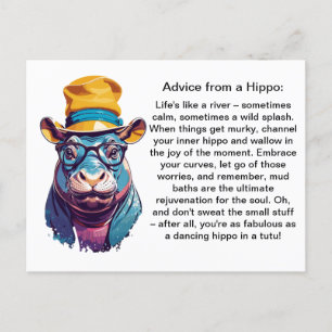 Funny Advice From A Hippo Postcard