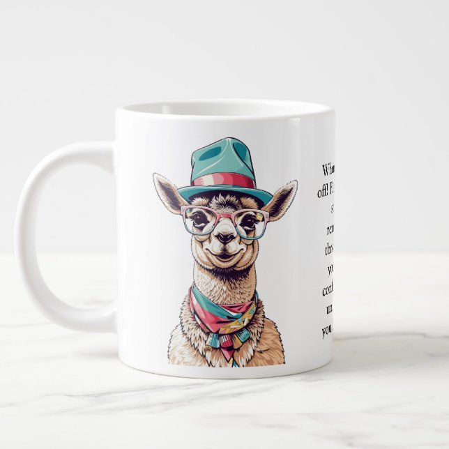 Funny Advice From A Llama Giant Coffee Mug (Left)