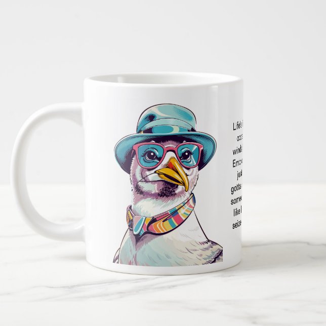Funny Advice From A Seagull Giant Coffee Mug (Left)