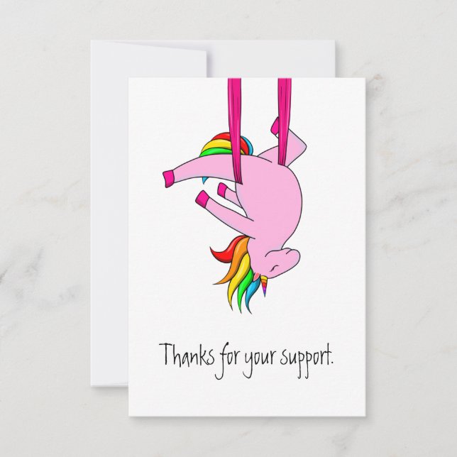 Funny Aerial Silks Unicorn Thank You Card (Front)