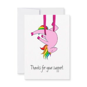 Funny Aerial Silks Unicorn Thank You Card