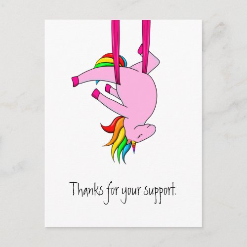 Funny Aerial Silks Unicorn Thank You Postcard