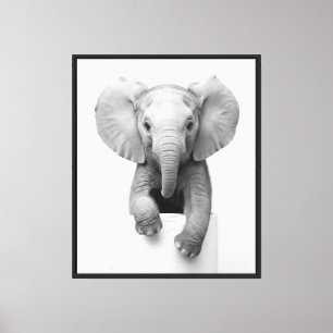 Funny Aesthetic Baby Elephant ToiletPaper Wildlife Canvas Print