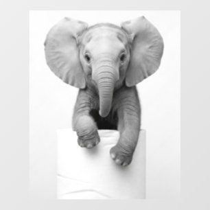Funny Aesthetic Baby Elephant ToiletPaper Wildlife Wall Decal