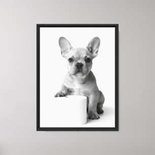 Funny Aesthetic French Bulldog Toilet Paper Photo Canvas Print