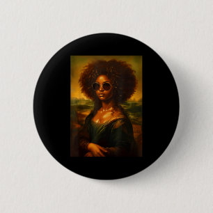 Funny african american mona lisa painting art button