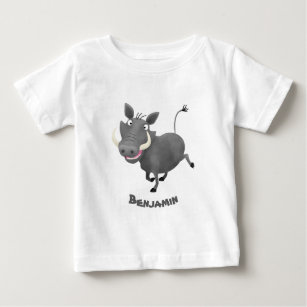 Funny african warthog pig cartoon illustration baby T-Shirt