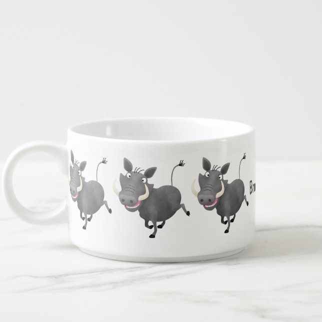 Funny african warthog pig cartoon illustration bowl (Right)