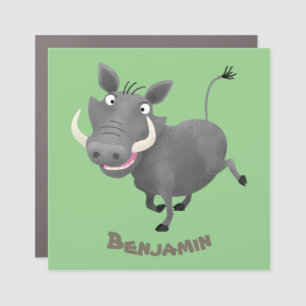 Funny african warthog pig cartoon illustration car magnet