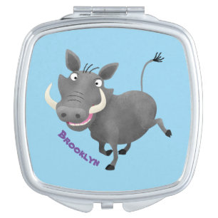 Funny african warthog pig cartoon illustration compact mirror
