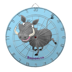 Funny african warthog pig cartoon illustration dart board