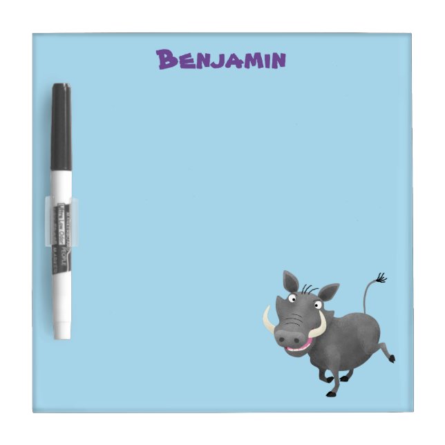 Funny african warthog pig cartoon illustration dry erase board (Front)