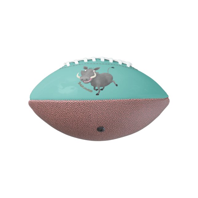 Funny african warthog pig cartoon illustration football (Rotated 270)
