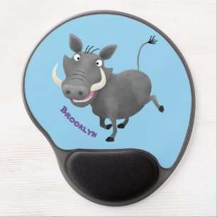 Funny african warthog pig cartoon illustration gel mouse pad
