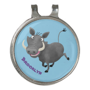 Funny african warthog pig cartoon illustration golf hat clip