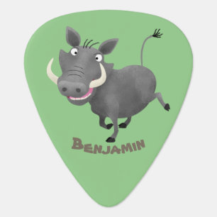 Funny african warthog pig cartoon illustration guitar pick