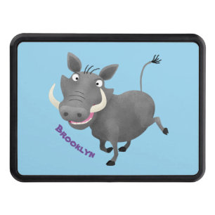 Funny african warthog pig cartoon illustration hitch cover
