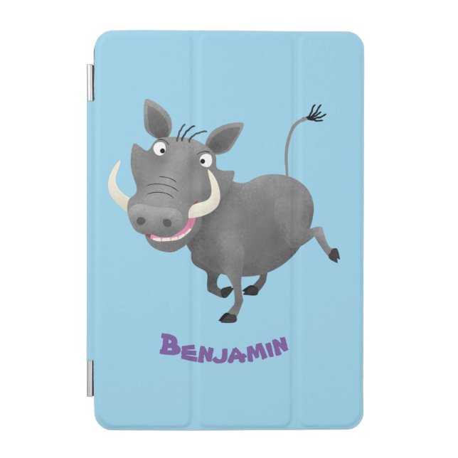 Funny african warthog pig cartoon illustration iPad mini cover (Front)