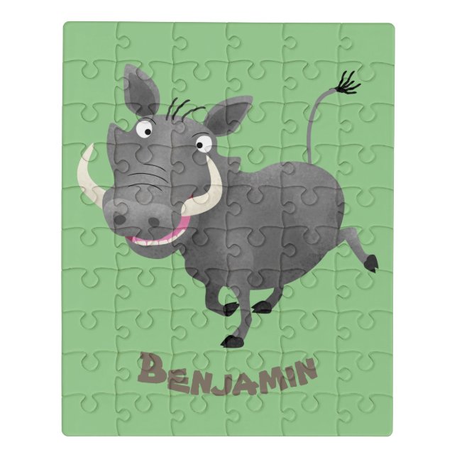 Funny african warthog pig cartoon illustration jigsaw puzzle (Puzzle Vertical)