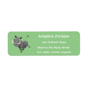 Funny african warthog pig cartoon illustration label