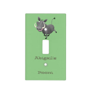 Funny african warthog pig cartoon illustration light switch cover