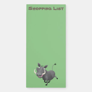 Funny african warthog pig cartoon illustration magnetic notepad