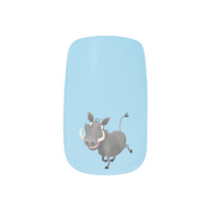 Funny african warthog pig cartoon illustration minx nail art
