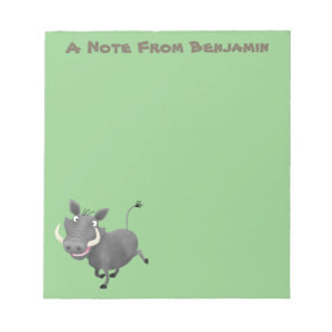 Funny african warthog pig cartoon illustration notepad
