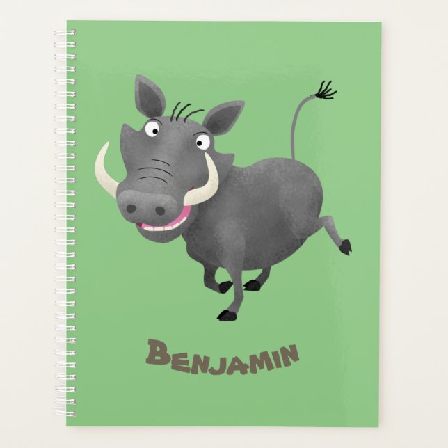 Funny african warthog pig cartoon illustration planner (Front)