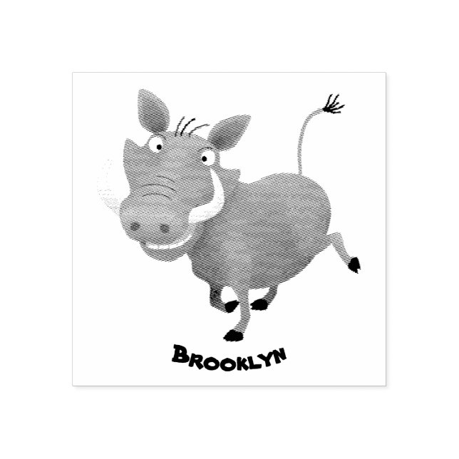 Funny african warthog pig cartoon illustration rubber stamp (Imprint)