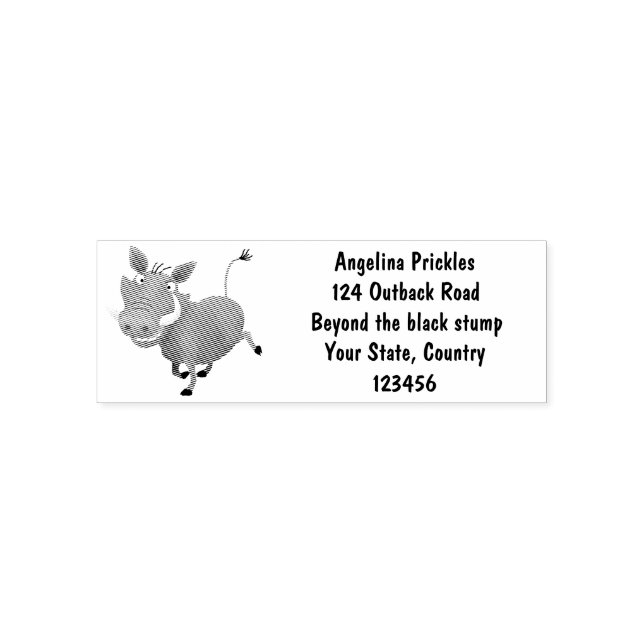 Funny african warthog pig cartoon illustration self-inking stamp (Design)