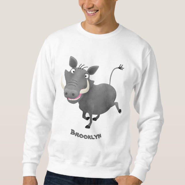 Funny african warthog pig cartoon illustration sweatshirt (Front)