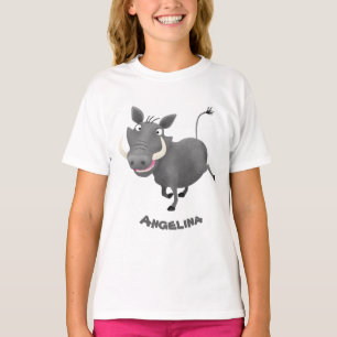 Funny african warthog pig cartoon illustration T-Shirt