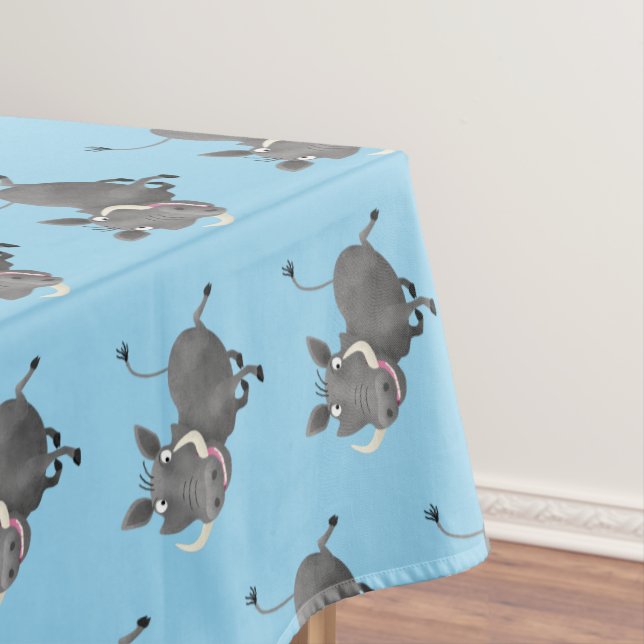 Funny african warthog pig cartoon illustration tablecloth (In Situ)