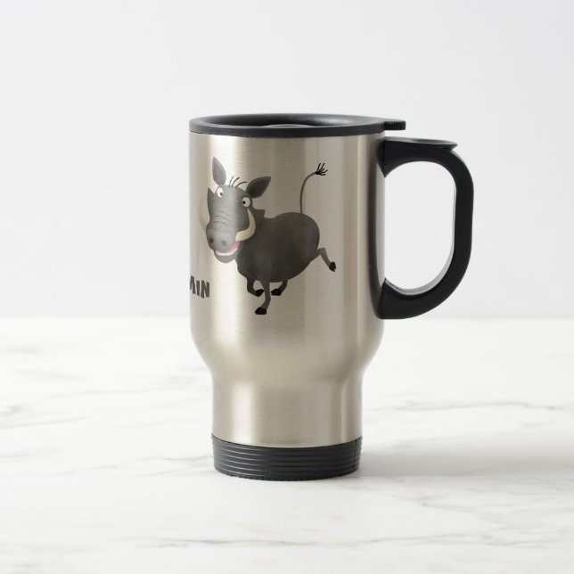 Funny african warthog pig cartoon illustration travel mug (Right)