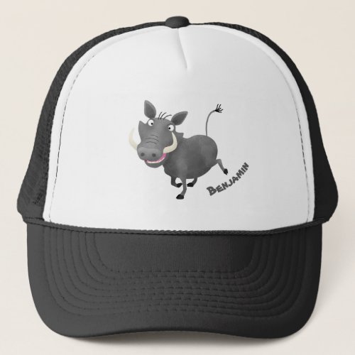 Funny african warthog pig cartoon illustration trucker hat