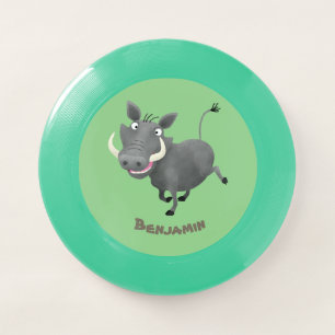 Funny african warthog pig cartoon illustration Wham-O frisbee