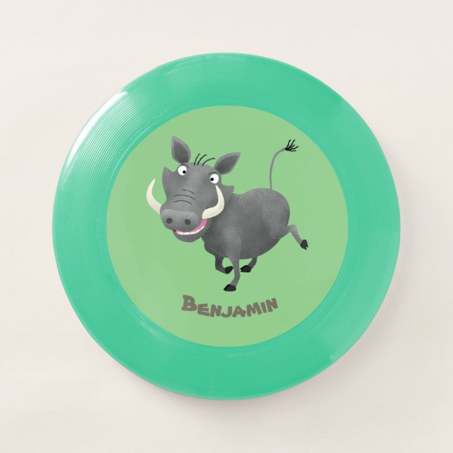Funny african warthog pig cartoon illustration Wham-O frisbee (Front)