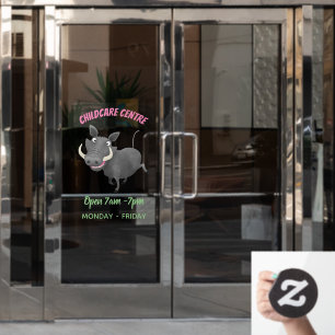 Funny african warthog pig cartoon illustration window cling