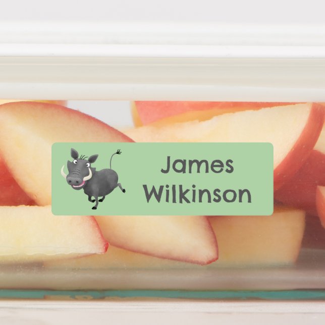 Funny African warthog pig cartoon personalized Labels (Affixed)