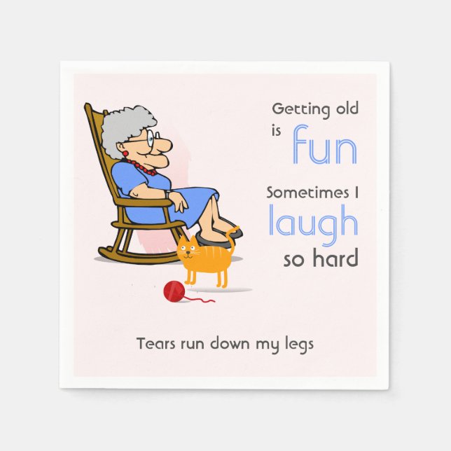 Funny Aging Grandma Old Woman birthday Napkins (Front)