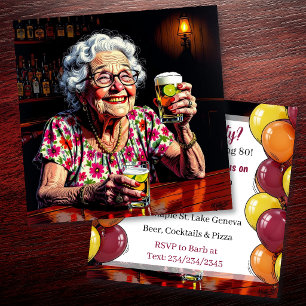 Funny Aging Humor Saloon Birthday Party Invitation